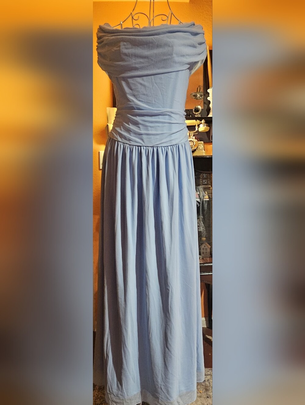 Light Blue Off-Shoulder Maxi Dress